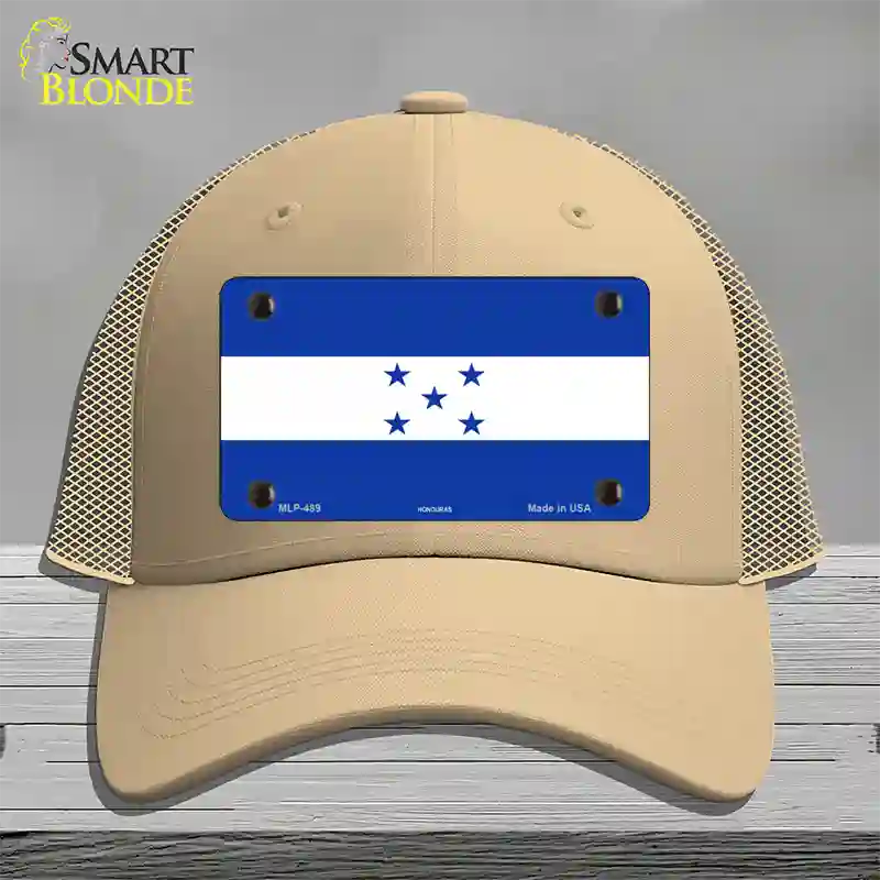 Honduras Flag Novelty License Plate Hat Mesh / Khaki