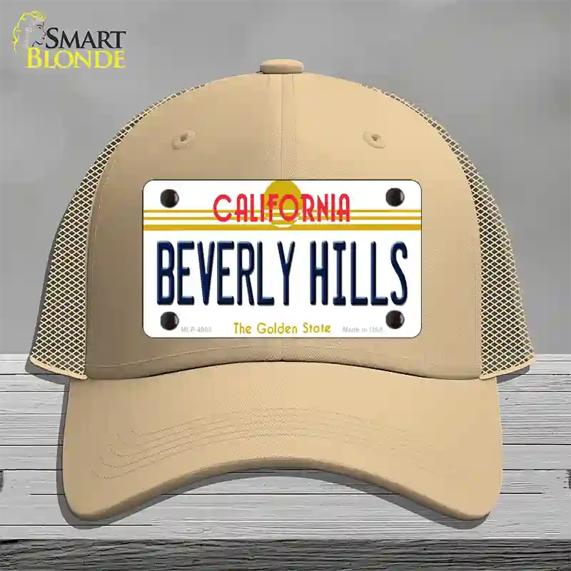 Beverly Hills California Novelty License Plate Hat Mesh / Khaki