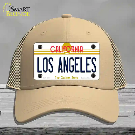 Los Angeles California State Novelty License Plate Hat Mesh / Khaki