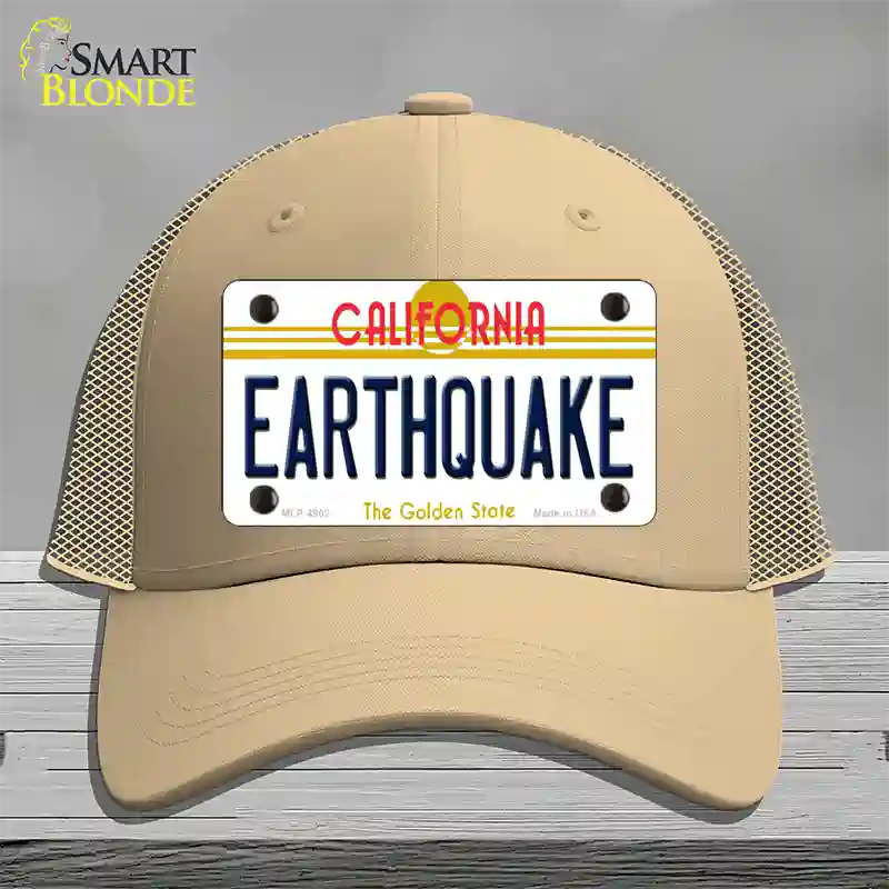 Earthquake California Novelty License Plate Hat Mesh / Khaki