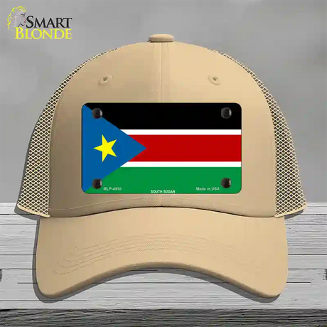 South Sudan Flag Novelty License Plate Hat Mesh / Khaki