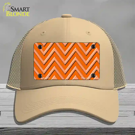 Orange Light Orange Large Chevron Novelty License Plate Hat Mesh / Khaki