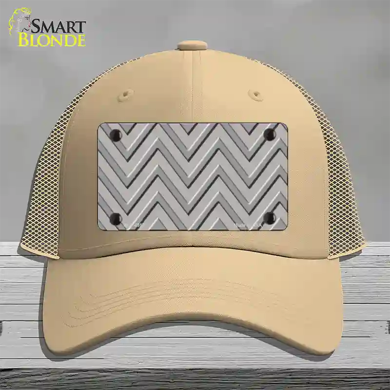 Grey Light Grey Large Chevron Novelty License Plate Hat Mesh / Khaki