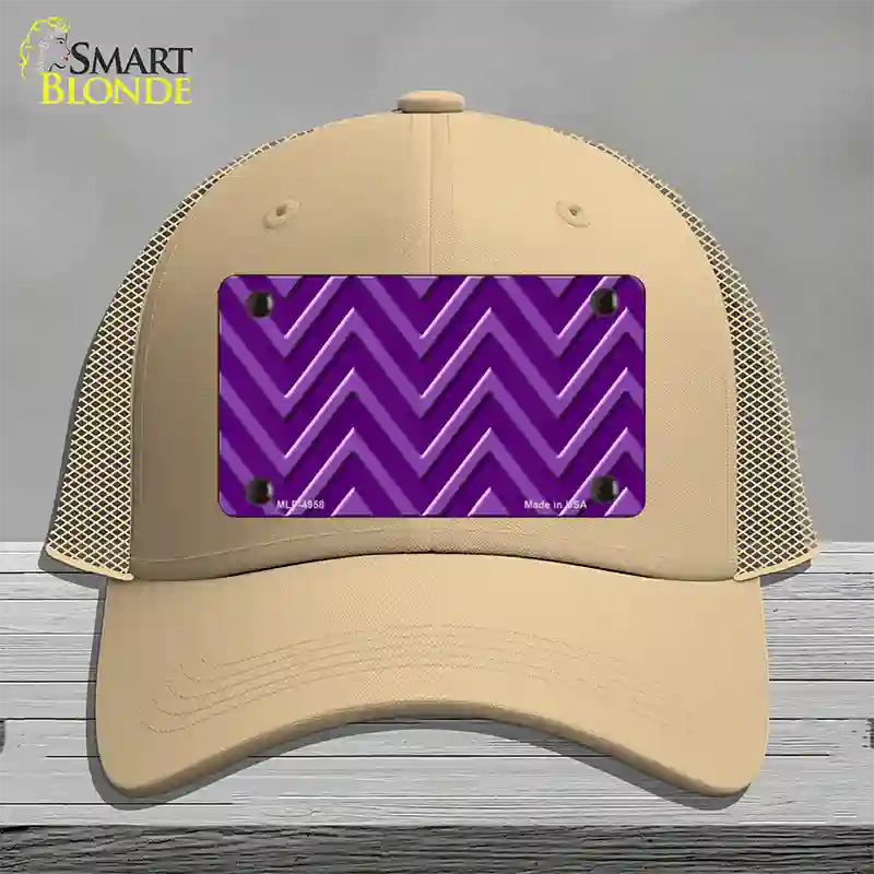 Purple Light Purple Large Chevron Novelty License Plate Hat Mesh / Khaki