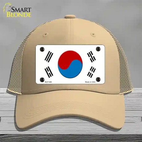 South Korea Flag Novelty License Plate Hat Mesh / Khaki