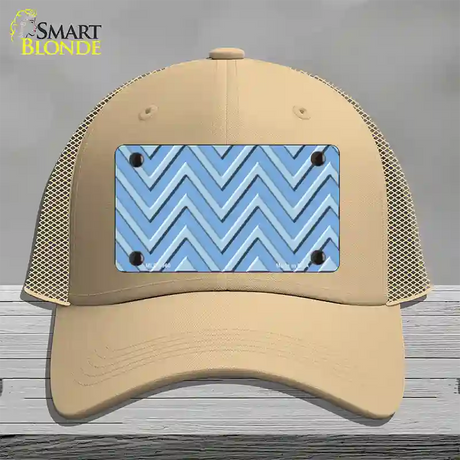 Light Blue Lighter Blue Large Chevron Novelty License Plate Hat Mesh / Khaki