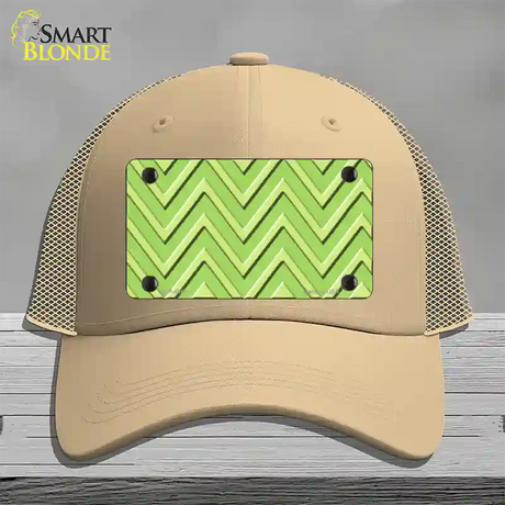 Lime Green Lighter Lime Green Large Chevron Novelty License Plate Hat Mesh / Khaki