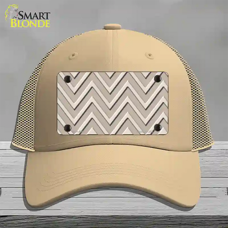 Tan Light Tan Large Chevron Novelty License Plate Hat Mesh / Khaki