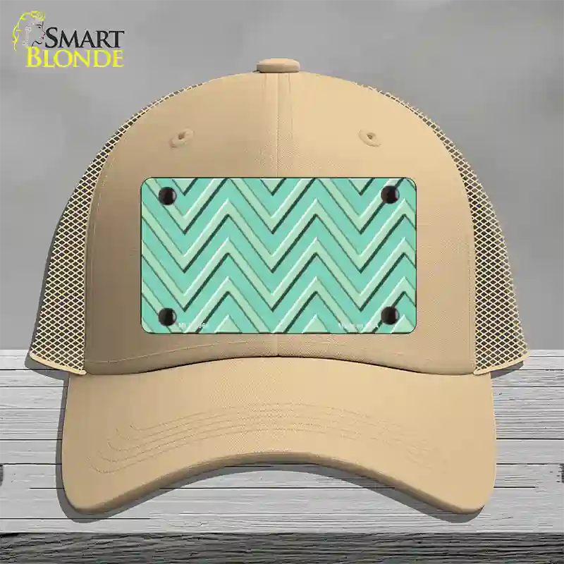 Mint Light Mint Large Chevron Novelty License Plate Hat Mesh / Khaki