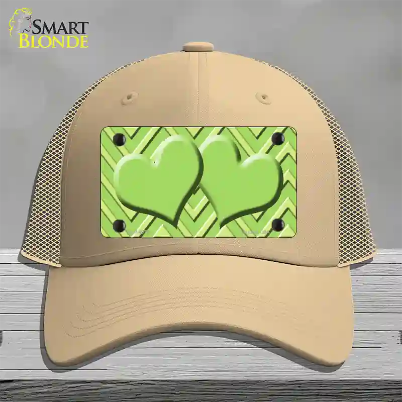 Lime Green Lighter Lime Green Heart Large Chevron Novelty License Plate Hat Mesh / Khaki