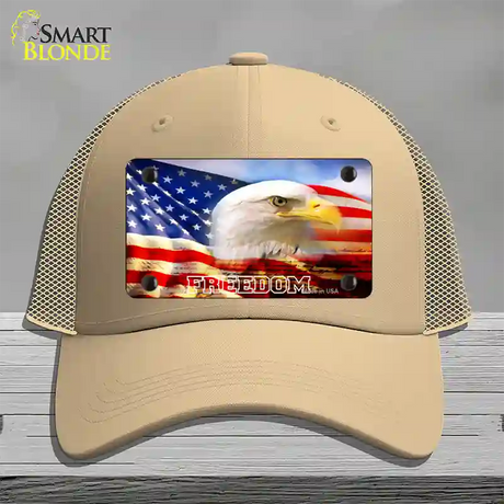 Freedom Bald Eagle Novelty License Plate Hat Mesh / Khaki