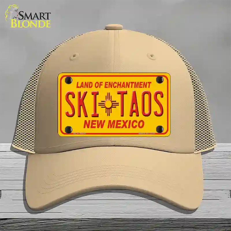 Ski Taos Yellow New Mexico Novelty License Plate Hat Mesh / Khaki