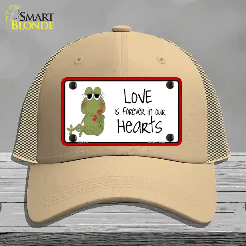 Love In Our Hearts Frog Novelty License Plate Hat Mesh / Khaki