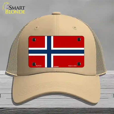 Norway Flag Novelty License Plate Hat Mesh / Khaki