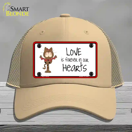 Love In Our Hearts Cat Novelty License Plate Hat Mesh / Khaki