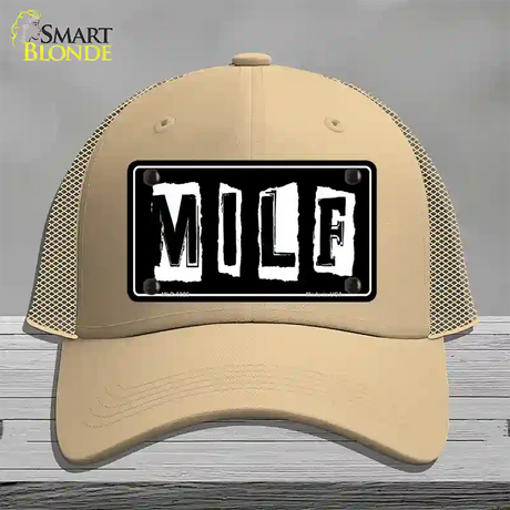 M.I.L.F Black Novelty License Plate Hat Mesh / Khaki