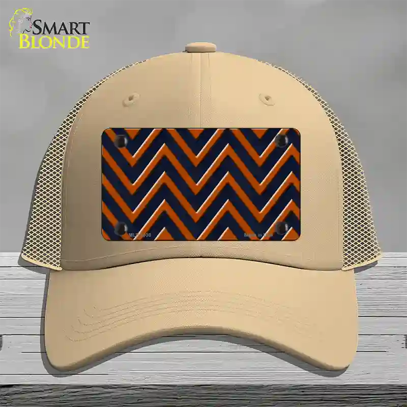 Orange Navy Blue Chevron Novelty License Plate Hat Mesh / Khaki