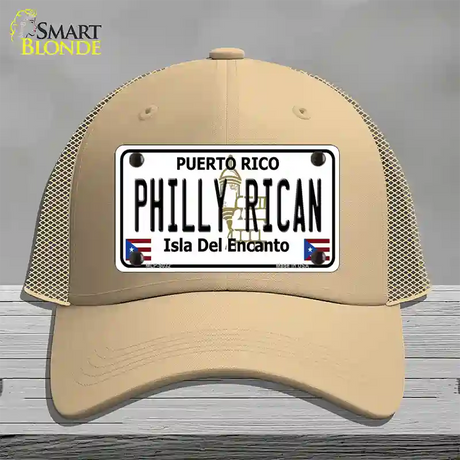 Philly Rican Puerto Rico Novelty License Plate Hat Mesh / Khaki