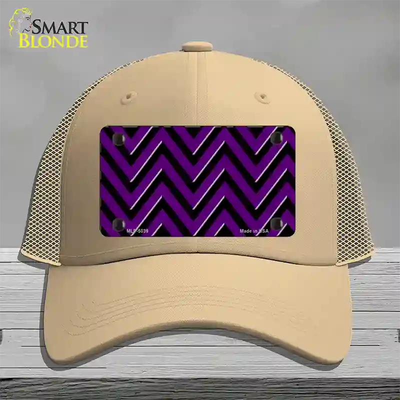 Purple Black Chevron Novelty License Plate Hat Mesh / Khaki