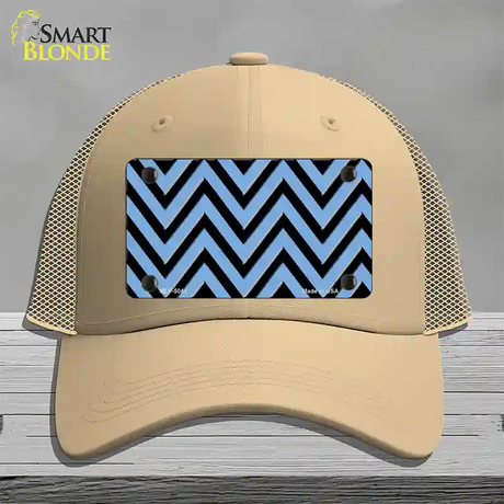 Light Blue Black Chevron Novelty License Plate Hat Mesh / Khaki