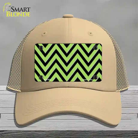 Lime Green Black Chevron Novelty License Plate Hat Mesh / Khaki