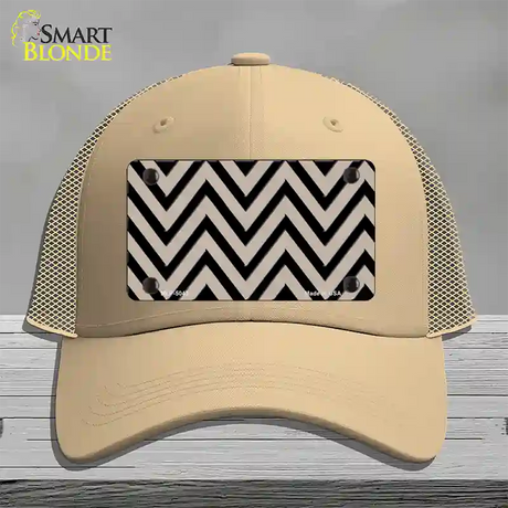 Tan Black Chevron Novelty License Plate Hat Mesh / Khaki