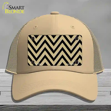 Gold Black Chevron Novelty License Plate Hat Mesh / Khaki