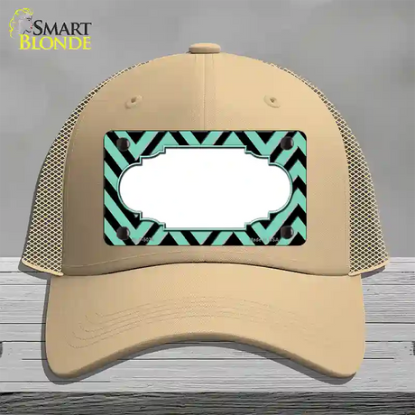 Mint Black Chevron Scallop Novelty License Plate Hat Mesh / Khaki