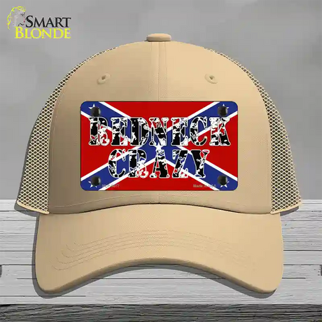 Redneck Crazy Novelty License Plate Hat Mesh / Khaki