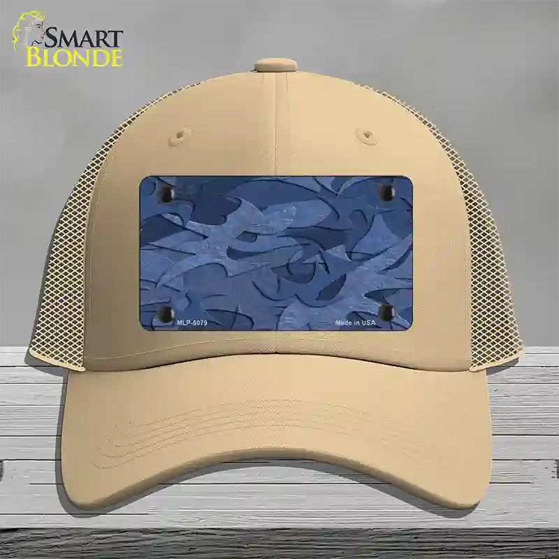 Camouflage Solid Blue Novelty License Plate Hat Mesh / Khaki