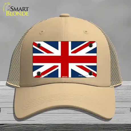 Britain Flag Novelty License Plate Hat Mesh / Khaki