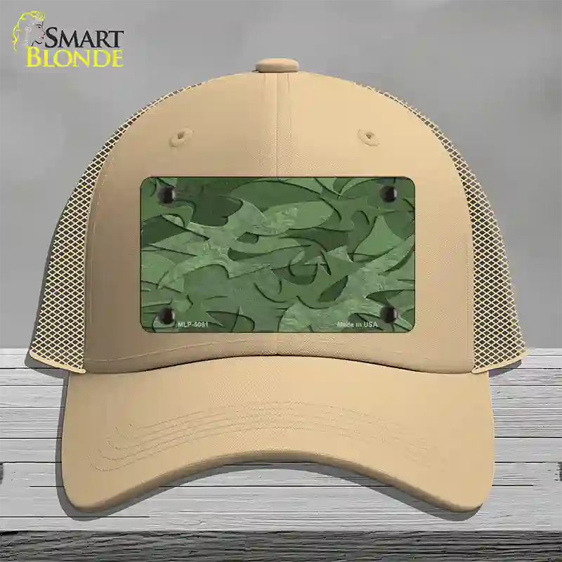 Green Camouflage Novelty License Plate Hat Mesh / Khaki