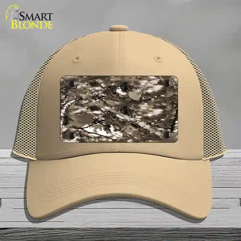 Leaf Camouflage Novelty License Plate Hat Mesh / Khaki