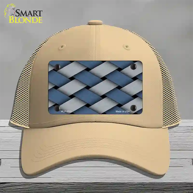 Weave Blue & Gray Novelty License Plate Hat Mesh / Khaki