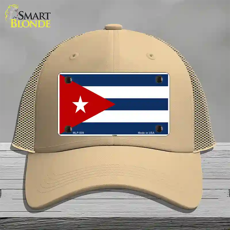 Cuba Flag Novelty License Plate Hat Mesh / Khaki