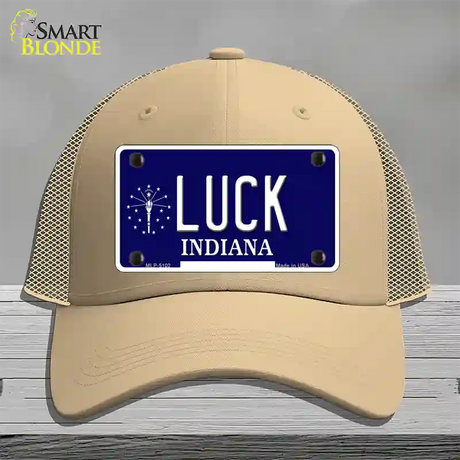 Luck Indiana State Novelty License Plate Hat Mesh / Khaki