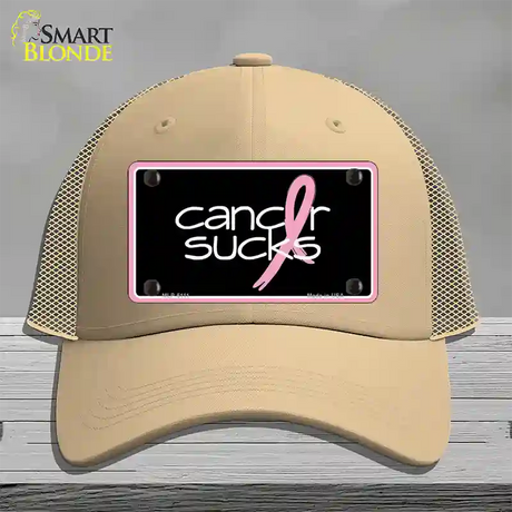 Cancer Sucks Novelty License Plate Hat Mesh / Khaki