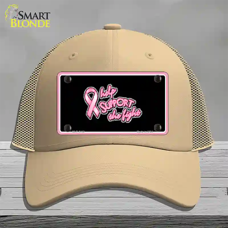 Help Support The Fight Novelty License Plate Hat Mesh / Khaki