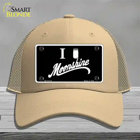 I Love Moonshine Novelty License Plate Hat Mesh / Khaki