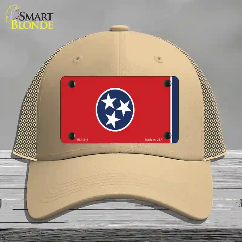 Tennessee State Flag Novelty License Plate Hat Mesh / Khaki