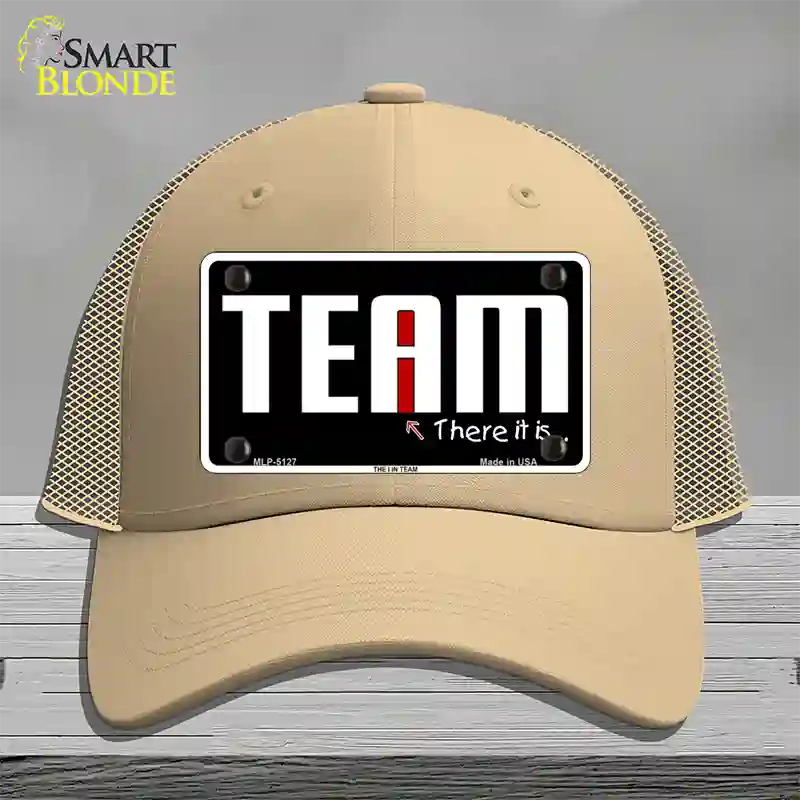 I In Team Novelty License Plate Hat Mesh / Khaki