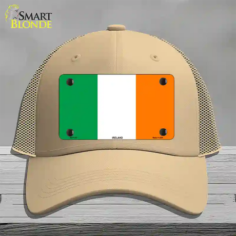 Ireland Flag Novelty License Plate Hat Mesh / Khaki