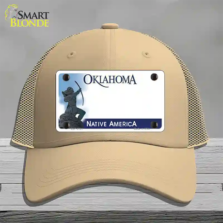 Oklahoma Native America State Blank Novelty License Plate Hat Mesh / Khaki