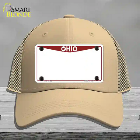 Ohio Maroon Blank Novelty License Plate Hat Mesh / Khaki