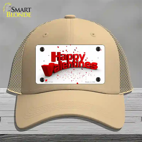 Happy Valentines Novelty License Plate Hat Mesh / Khaki