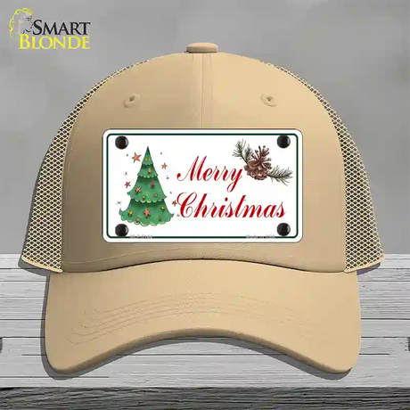 Merry Christmas Tree Novelty License Plate Hat Mesh / Khaki