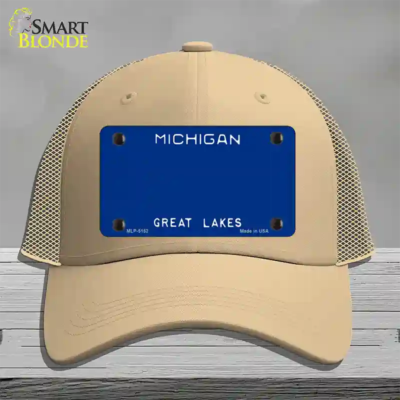 Michigan Great Lakes Plate State Blank Novelty License Plate Hat Mesh / Khaki