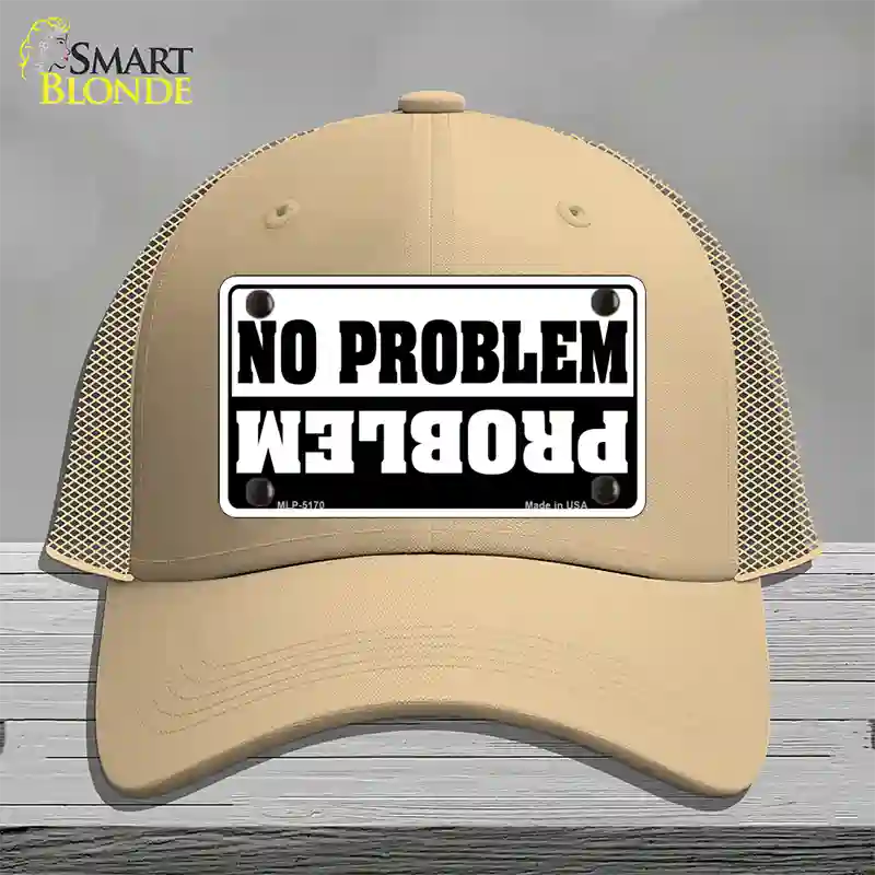 No Problem Novelty License Plate Hat Mesh / Khaki