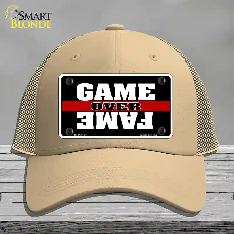 Game Over Fame Novelty License Plate Hat Mesh / Khaki