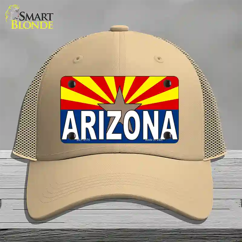 Arizona Flag White Arizona Novelty License Plate Hat Sign Mesh / Khaki